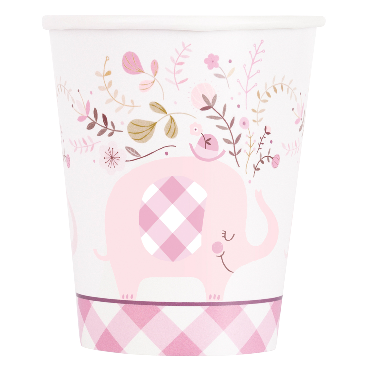 SALE Becher Babyparty rosa Elefant, 250ml, 8 Stck