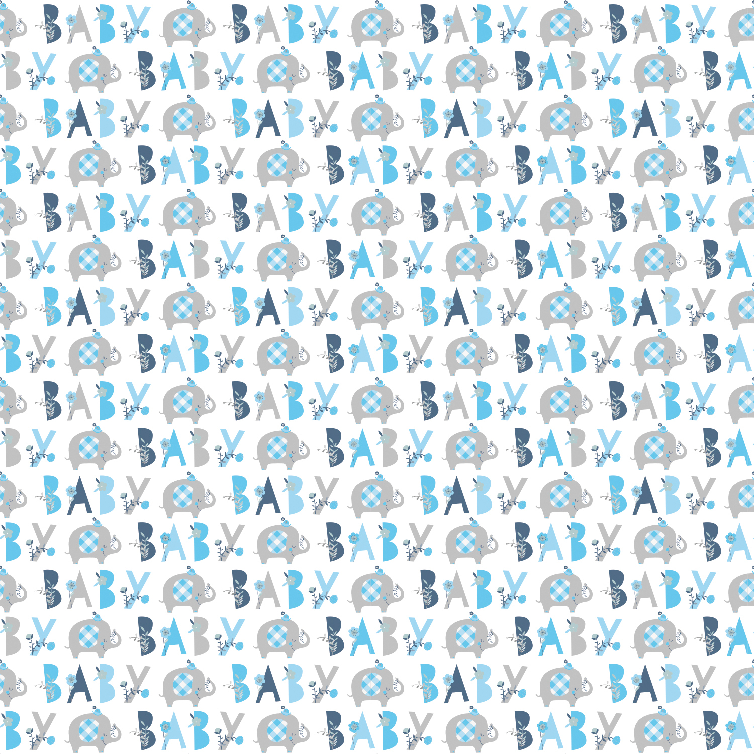 SALE Geschenkpapier Babyparty blauer Elefant, 76x152 cm