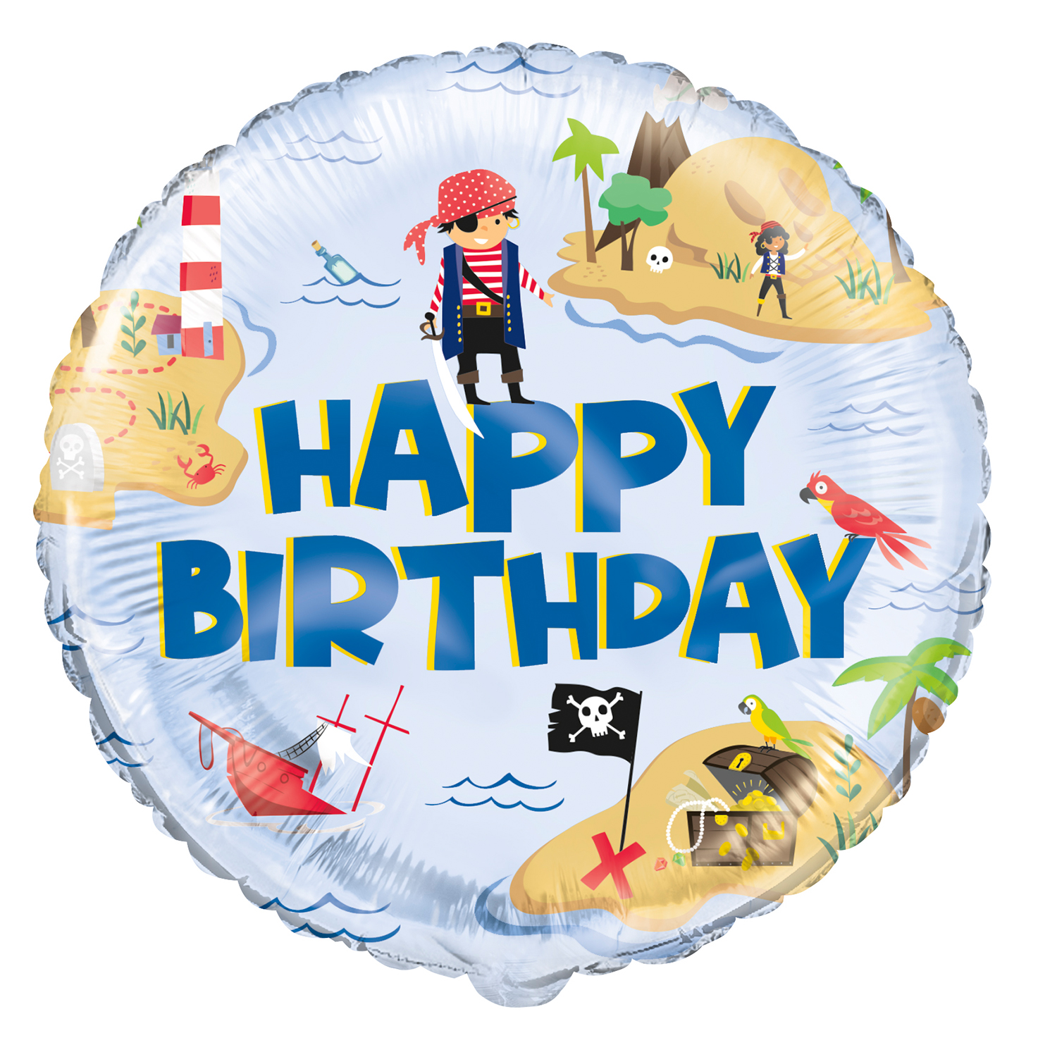 NEU Folienballon Happy Birthday Pirat, 45cm