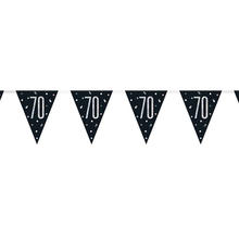 SALE Wimpelkette 70. Geburtstag, schwarz-silber, glitzernd, L�nge: ca. 2,7 m