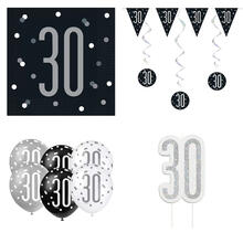 SALE Geburtstags-Serie Schwarz-Grau Happy Birthday 30 - Verschiedene Party-Artikel