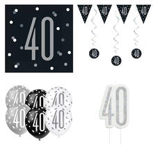 SALE Geburtstags-Serie Schwarz-Grau Happy Birthday 40 - Verschiedene Party-Artikel