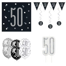 SALE Geburtstags-Serie Schwarz-Grau Happy Birthday 50 - Verschiedene Party-Artikel