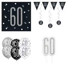 SALE Geburtstags-Serie Schwarz-Grau Happy Birthday 60 - Verschiedene Party-Artikel