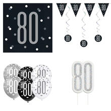 SALE Geburtstags-Serie Schwarz-Grau Happy Birthday 80 - Verschiedene Party-Artikel