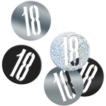 Konfetti 18. Geburtstag / Volljährigkeit, schwarz-grau metallisch-glänzend, ca. 14 g