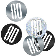 Konfetti 80. Geburtstag, schwarz-grau metallisch-glänzend, ca. 14 g