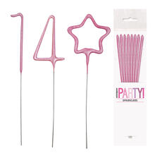 SALE Wunderkerzen Zahlen, ca. 18cm, Rosa/Pink - verschiedene Zahlen und Zeichen