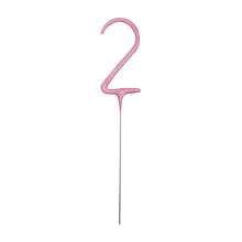 SALE Wunderkerze Zahl 2, ca. 18cm, Rosa