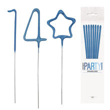 SALE Wunderkerzen Zahlen, ca. 18cm, Blau - verschiedene Zahlen und Zeichen