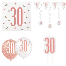 SALE Geburtstags-Serie Weiß-Roségold Happy Birthday 30 - Verschiedene Party-Artikel