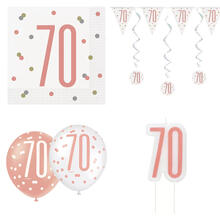 SALE Geburtstags-Serie Weiß-Roségold Happy Birthday 70 - Verschiedene Party-Artikel