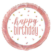 SALE Folienballon Happy Birthday, wei-rosa, glitzernd, Gre: ca. 45 cm