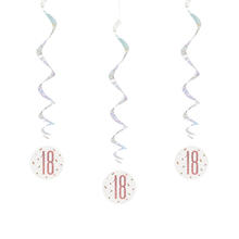 SALE Girlande spiralfrmig / Deckenhnger 18. Geburtstag / Volljhrigkeit, wei & rosa, glitzernd, Lnge: ca. 80 cm, 6 Stck
