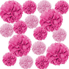 Deko-Set Pompoms, Mischung Pink, 4x Pompom extra groß, ca. 40 cm, 12x Pompom Standard, ca. 22 cm