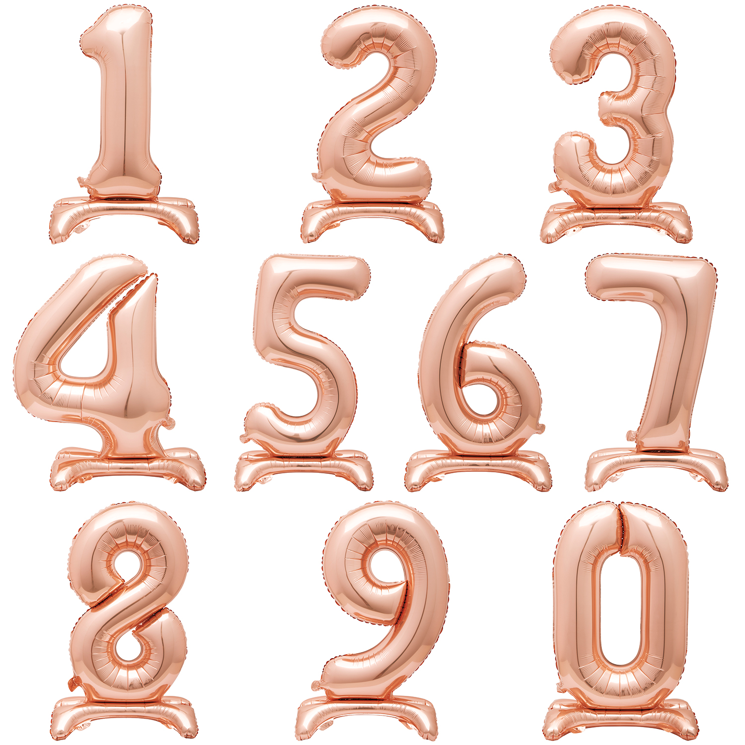 SALE Deko-Folienballon zum Hinstellen, rose-gold, Große Zahlen 0-9, ca. 76cm