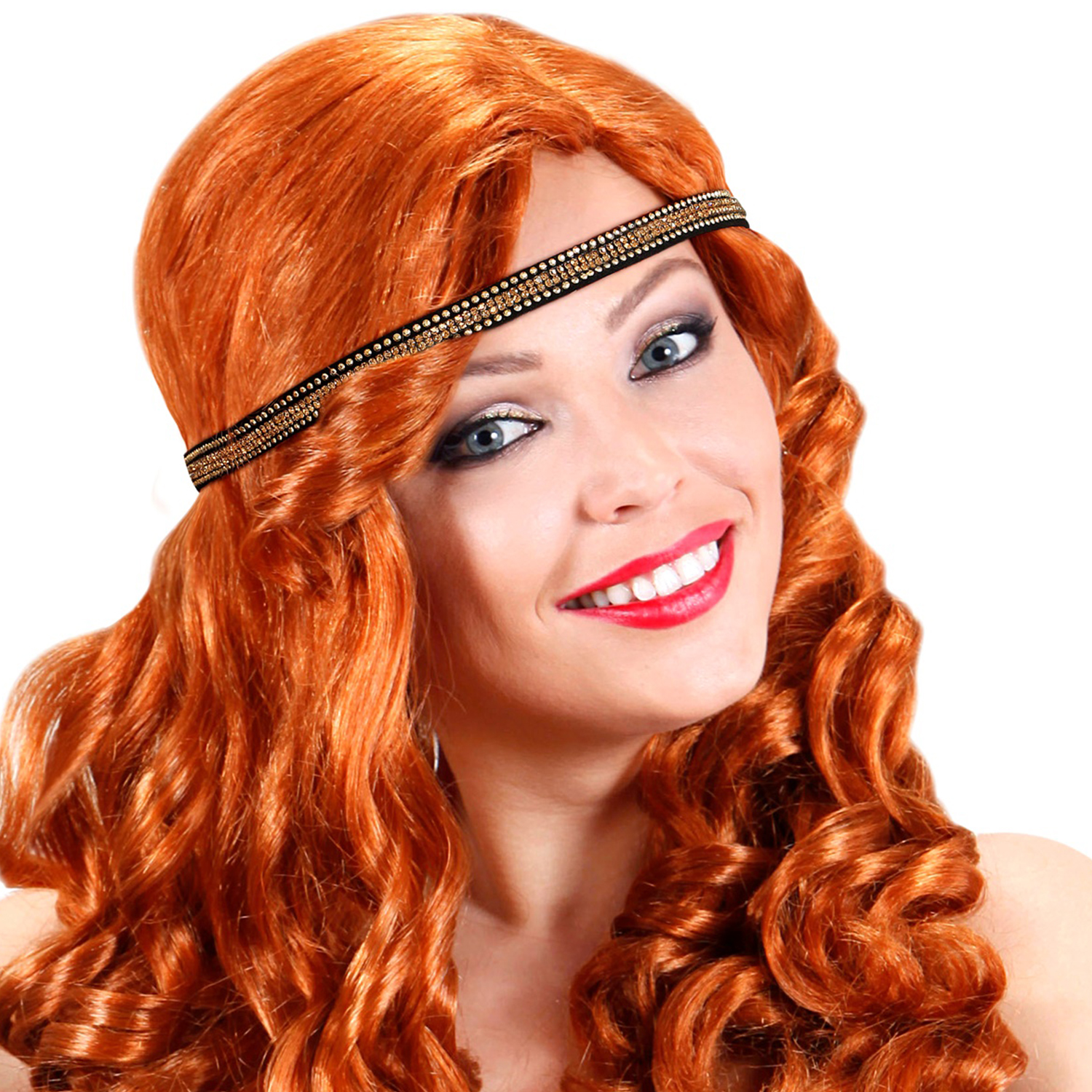 NEU Stirnband / Haarreif Charleston 20er-Jahre Cabaret Stirnband, Farbe: schwarz-gold