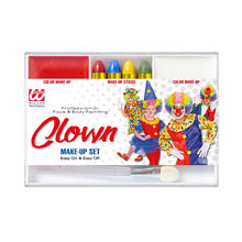 NEU Schminkset Clown, mit 4 Schminkstiften, Make-Up und Pinsel
