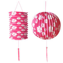 SALE Set Lampions, rosa mit weien Blumen,  15 cm