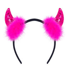 NEU Haarreif Teufelshrner mit Pailletten, pink