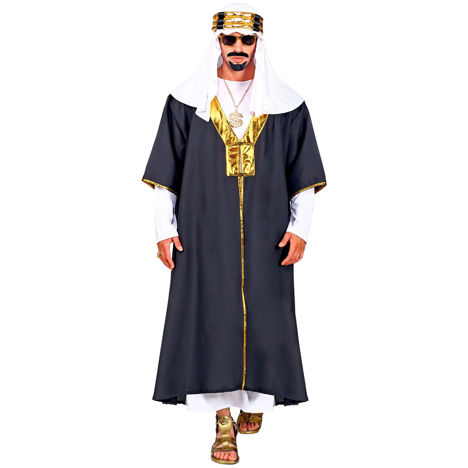 NEU Kostüm SULTAN, Tunika mit Robe und Turban / Scheichtuch, Größe: S-M