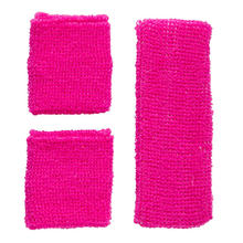 Schweißbänder mit Stirnband, Frottee, pink