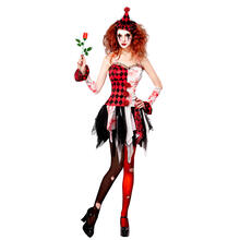 NEU Damen-Kostm Harlekin Grusel-Clown, Kleid mit Armbndern und Minihut, Gr. XS