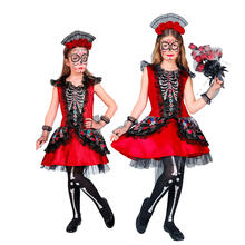 NEU Kinder-Kostm Tag der Toten, mit Kleid, Handschuhen, Kopfschmuck, Gr. 116