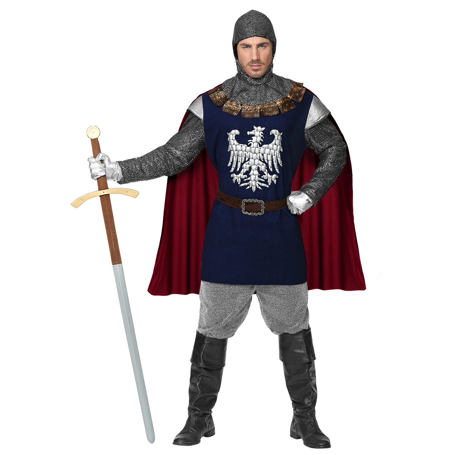 NEU Herren-Kostm Ritter Oberteil, inkl. Umhang, Grtel und Haube, Gr. S
