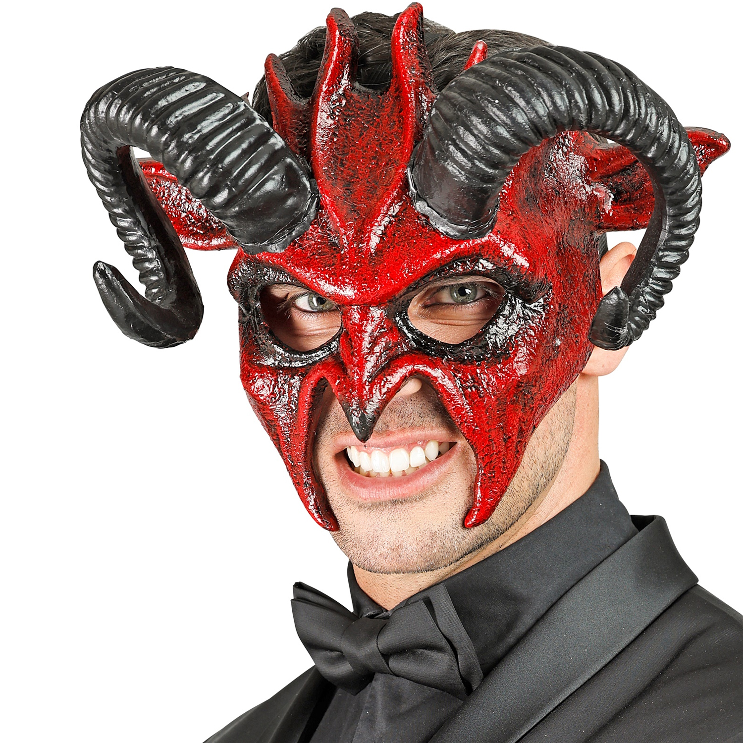 NEU Teufels-Maske Halloween Dmon, rot-schwarz