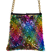 NEU Tasche mit Wendepailletten Regenbogen / Gold, 20 cm