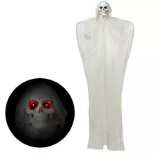 NEU Halloween-Deko-Figur Sensenmann mit Geräuschsensor, Licht & Sound, Weiß