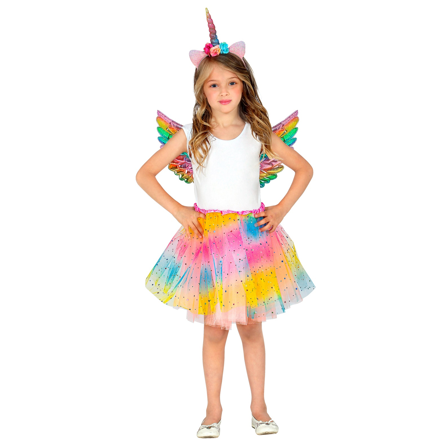 NEU Kinder-Kostm-Set Einhorn, mit Flgeln, Tutu und Haarreif, Einheitsgre