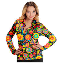 NEU Damen-Kostm Hippie-Bluse Bunte Blumen, Gr. S-M