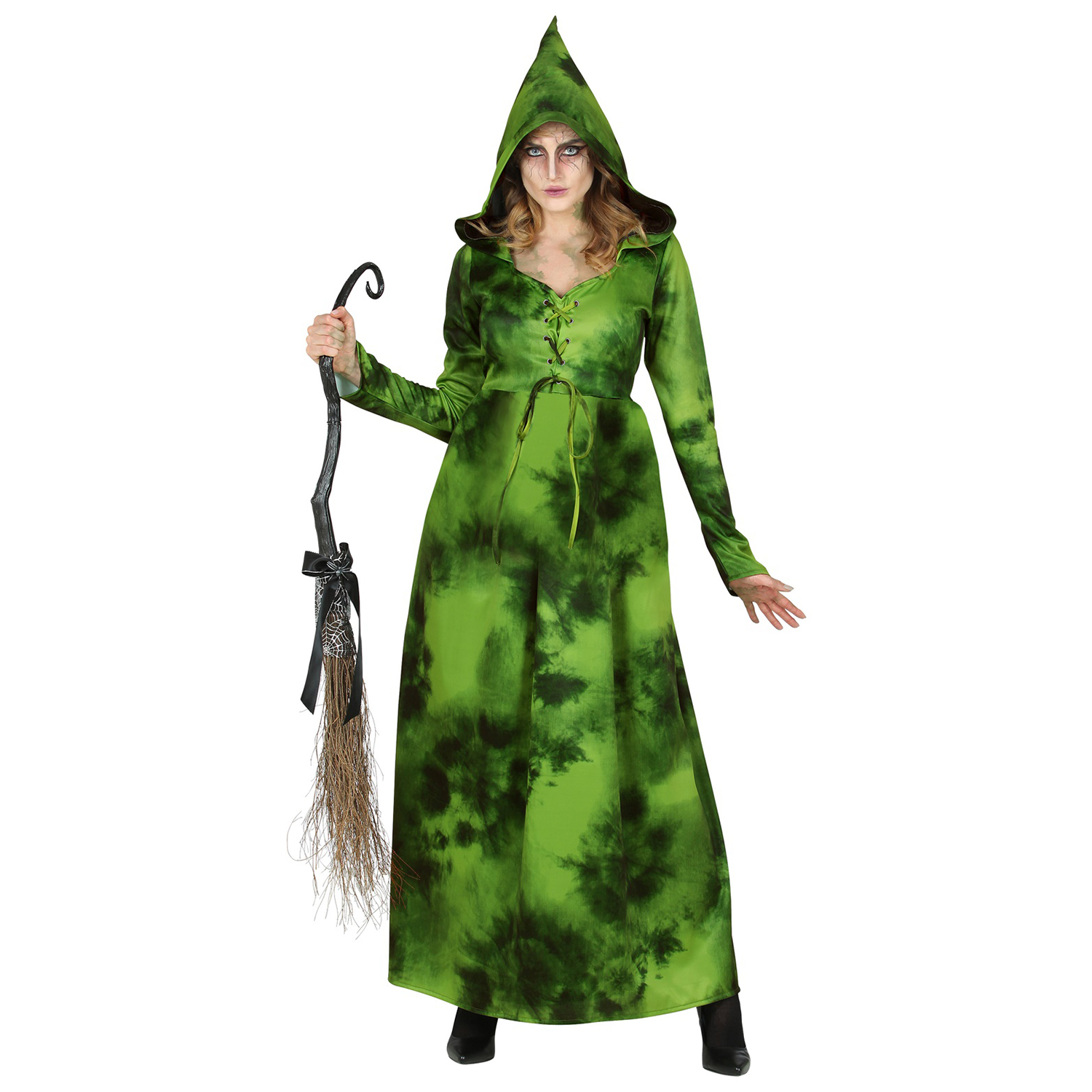 NEU Halloween-Kostüm Waldhexe, Kleid mit Kapuze, Grün, Größe S