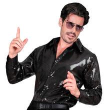 NEU Herren-Kostm Pailletten-Hemd schwarz, Gr. S-M