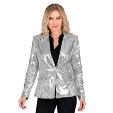 NEU Damen-Kostm Pailletten-Blazer silber, Gr. S