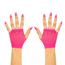 Netzhandschuhe, neonpink, ohne Finger, onesize