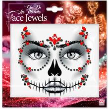Glitzersteine f�rs Gesicht, Tag der Toten, rot und schwarz