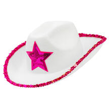 NEU Hut Cowgirl, wei mit pinkem Stern aus Pailletten