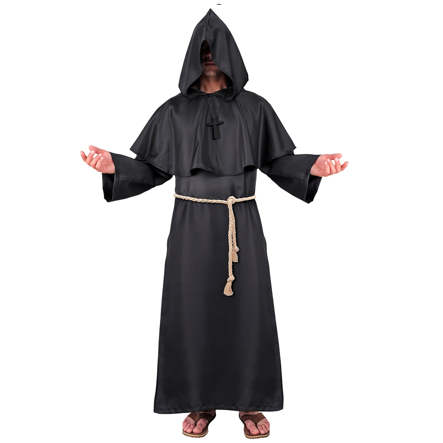 NEU Herren-Kostm Dunkler Mnch, inkl. Robe, Kapuze, Grtel und Kette, Gr. S-M