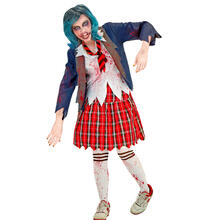 NEU Damen-Kostm Zombie Schulmdchen, inkl. Jacke, Bluse, Rock, Krawatte und Strmpfe, Gr. XS