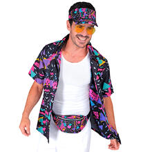 NEU Herren-Kostm Hemd 80s Funky Fashion, schwarz, Gre S-M