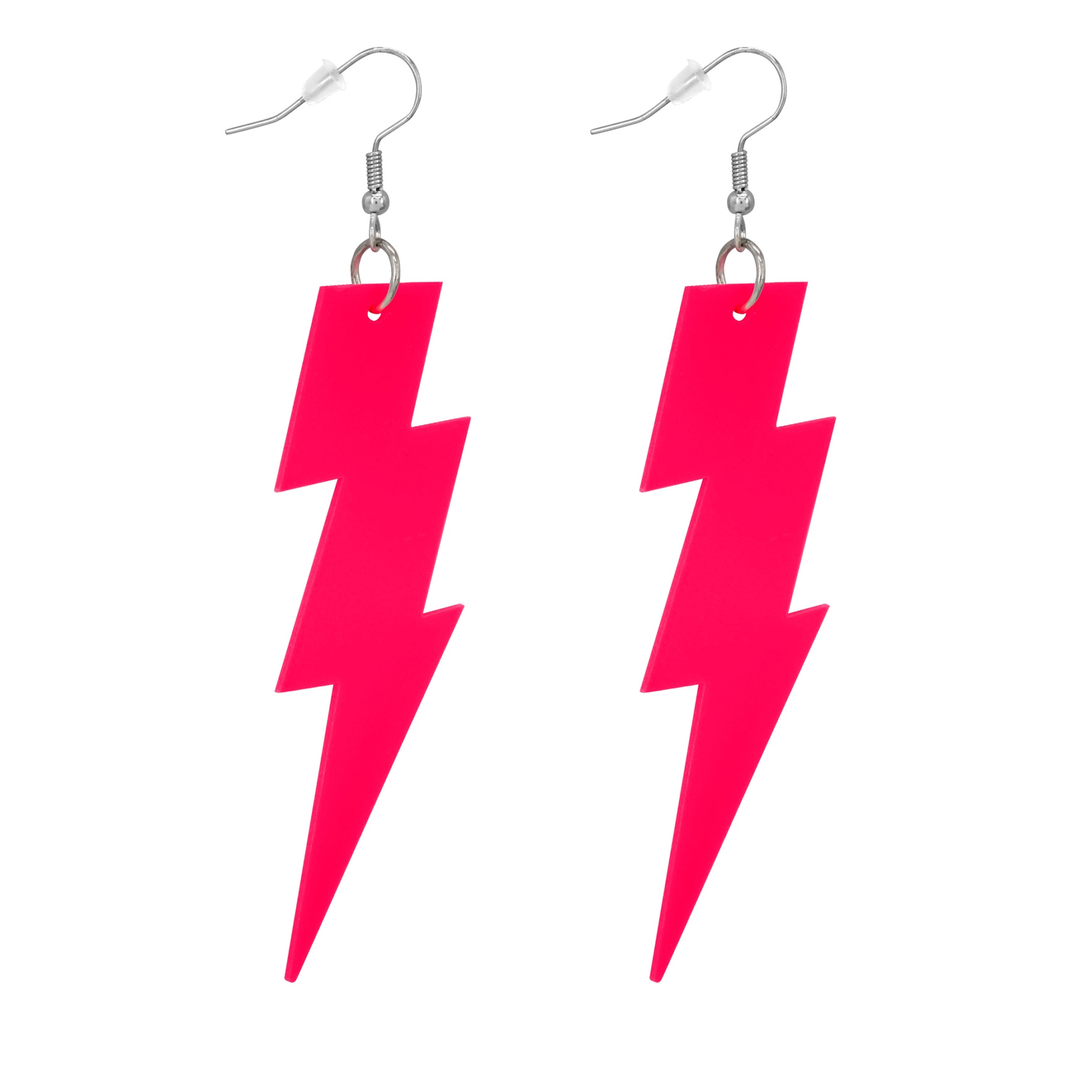 NEU Ohrringe 80s Blitze, neonpink