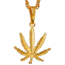 NEU Hanfblatt-Kette, gold, 65 cm