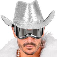Cowboyhut mit Pailletten, silber
