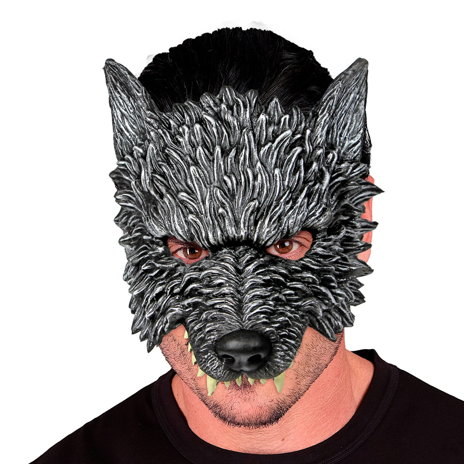 NEU Maske Wolf, kinnlos, mit Gummiband