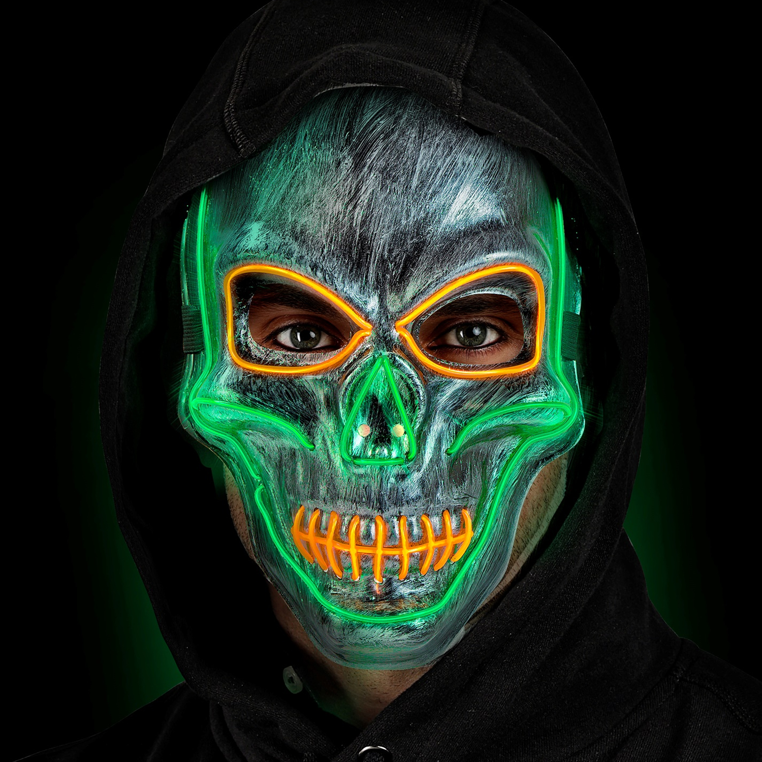 NEU LED-Maske Totenkopf silber, grenverstellbar