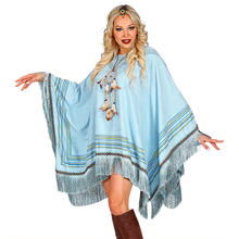 Poncho Hippie Deluxe, hellblau