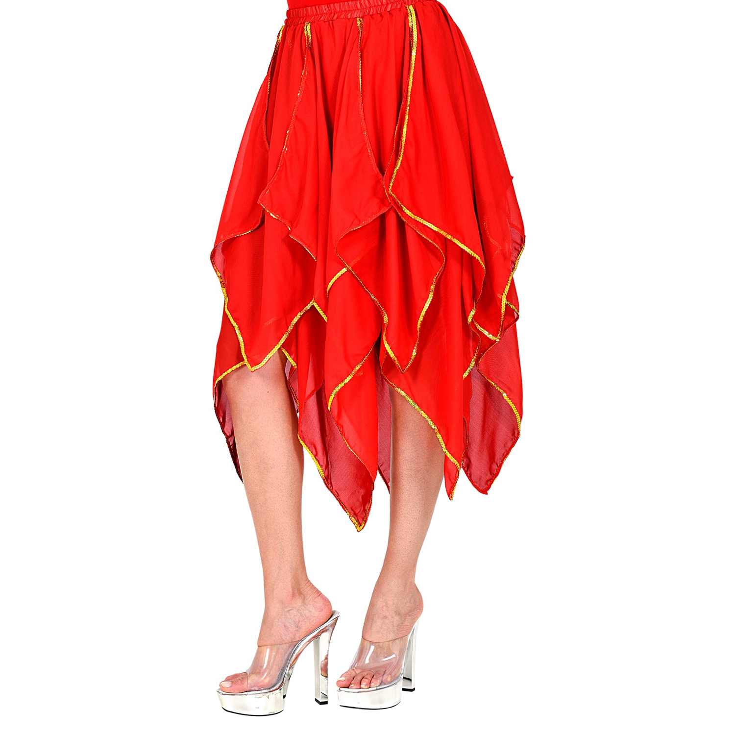 NEU Damen-Chiffon-Rock Bauchtnzerin, mehrlagig, rot, Einheitsgre